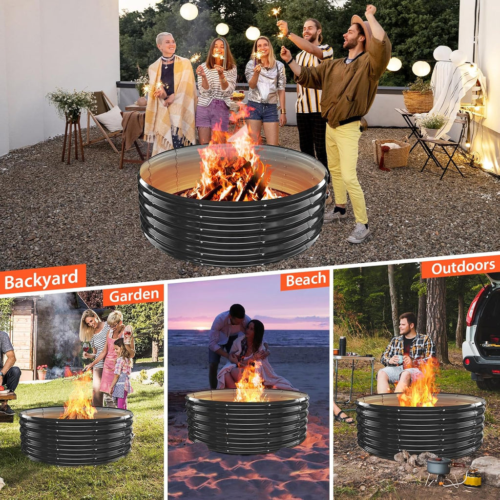 48 Inch Round Galvanized Fire Pit Ring/Fire Ring - Foldable and