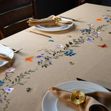 Embroidered Cotton Tablecloth 60 x 60 Inch Square - Washable & Colorfast Table Cover, Farmhouse, Kit