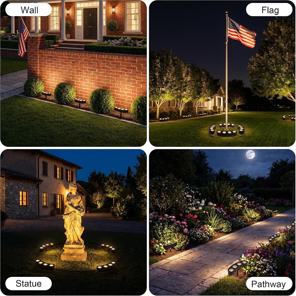 Solar Tree Lights, Outdoor Ring Landscape Spotlights, Warm White | 16 COB LED, 3-in-1 (Sticked/Tied/Hang), 33FT