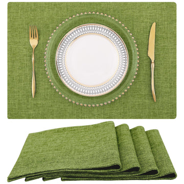 Faux Cotton Linen Placemats Set of 4, Cloth Dining Table Mats