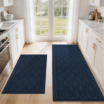 Kitchen Rugs Sets of 2 Non-Slip Washable, 60x24Inch/35X24Inch