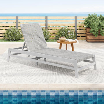 83" Acacia Wood Chaise Lounge Chair Outdoor, Modern Lazy Sofa with 4-Position Adjustable seat, Sleeper Couch