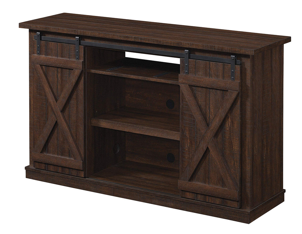 Sliding Barn Door TV Stand, Sawcut Espresso