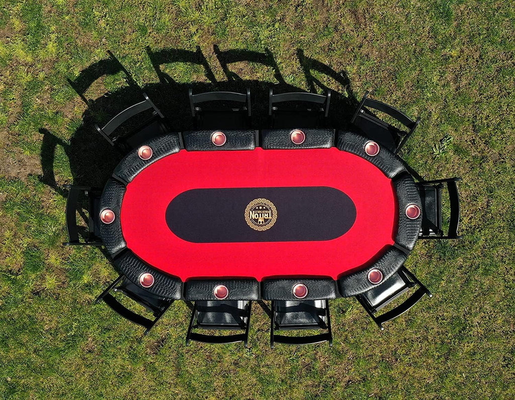 Triton Foldable Poker Table with 10 Chairs and an Additional Mat- Premium Soft-Padded Armrest, Individual Cup