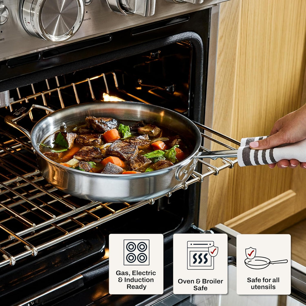 D5 Stainless Steel Core 10 Piece Cookware Set- USA- The Upgrade for Supremely Even Heat- Includes Frying Pans