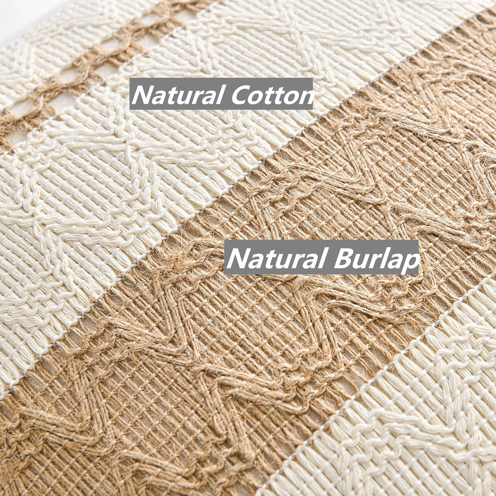 Set of 2 Boho Neutral Decorative Throw Pillow Cover 18x18 Inch, Aesthetic Modern Organic Farmhouse Home Decor, Soft