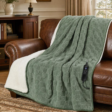 Heated Weighted Blanket for Adults, 15 lbs Weighted Beads, 48"×72"