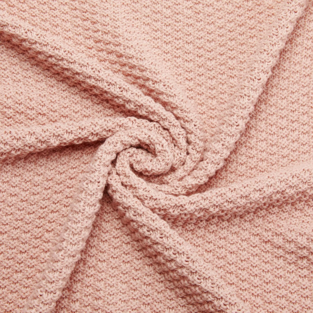 Chunky Cable Knit Throw Blanket, Lightweight Soft Cozy, 50" x 60", Dusty Rose