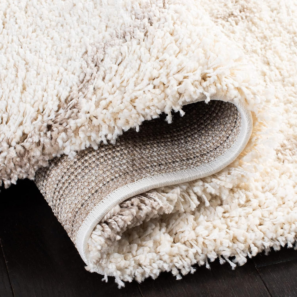 Area Rug 8x10 - Hudson Shag Collection - Large - Ivory & Beige, Trellis Pattern, Non-Shedding & Easy Cleaning, Ultra
