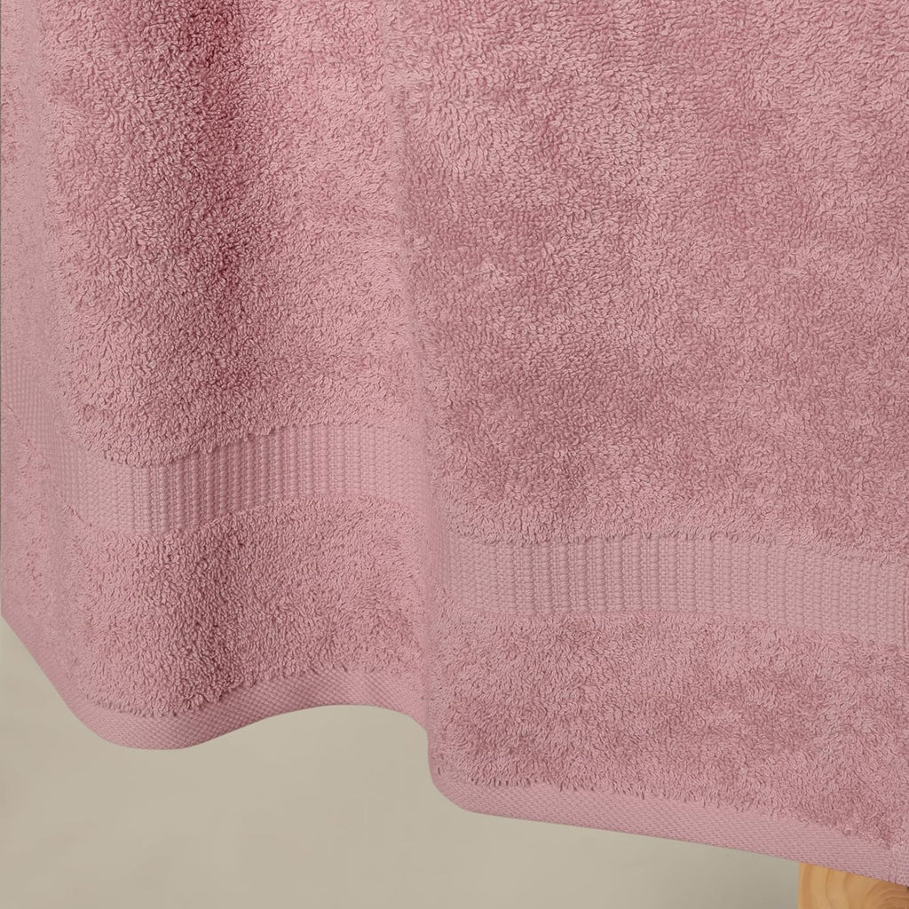 4-Piece 100% Turkish Cotton Bath Towels, 27x54 inch, Rose | Standard Size, 630 Gsm Thick Super Soft Highly Absorbent