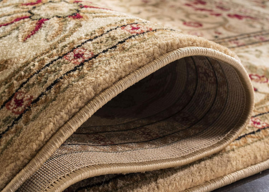 Lyndhurst Area Rug - 10' x 14', Beige & Ivory, Traditional Oriental Design, Non-Shedding & Easy Care