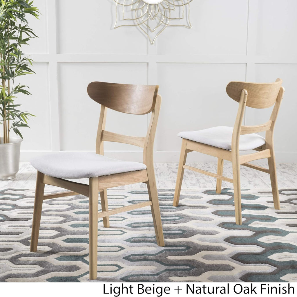 Idalia Dining Chairs, 2-Pcs Set, Light Beige / Oak Finish