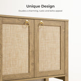 Rattan Sideboard Buffet Cabinet with Open Storage