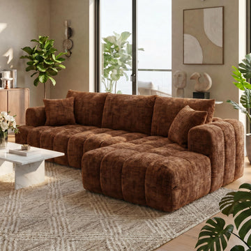 108" Cloud Modular Sectional Sofa Couch with Deep Seat, Modern L-Shaped Boneless Couch with Chaise, Comfy Chenille