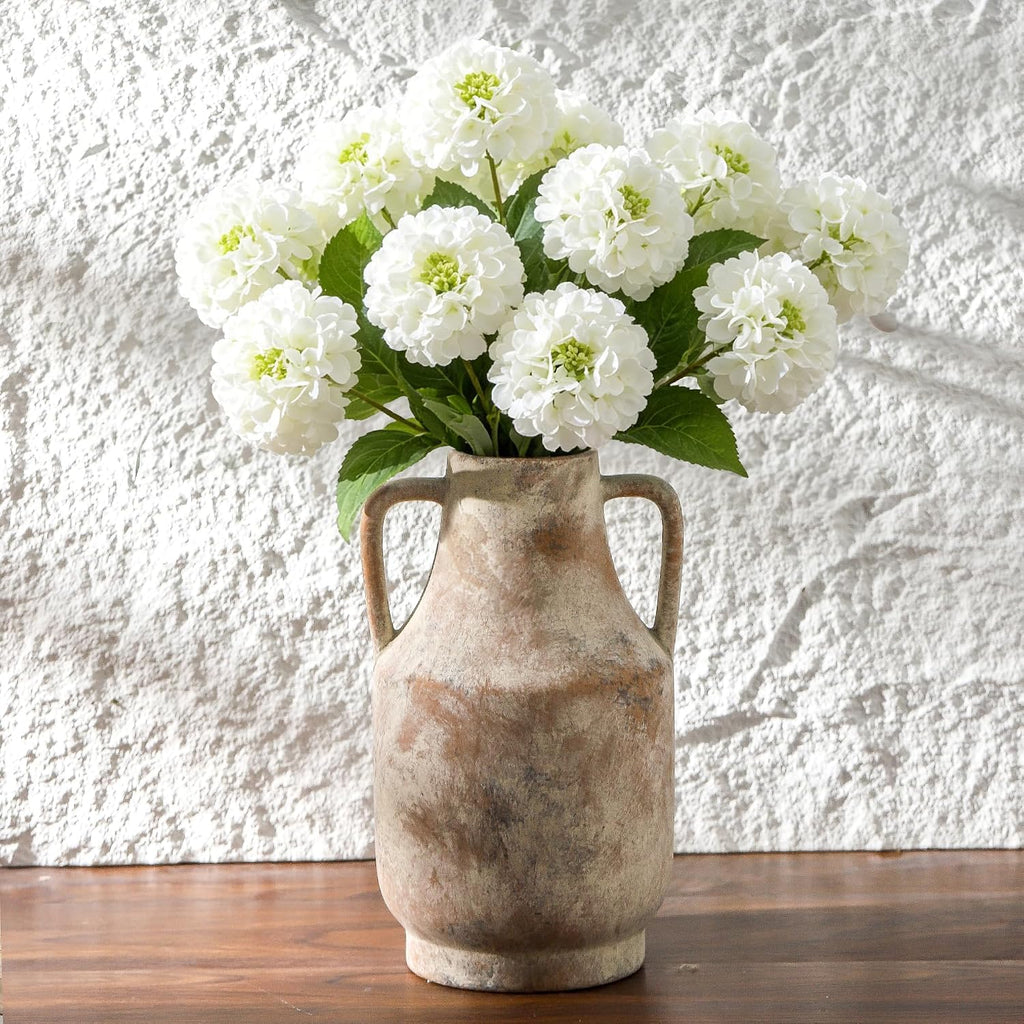 Ceramic Flower Vase with Handles, 11 inch Tall Vase