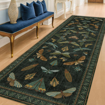 8 ft Long Hallway Runner Rug - Boho Green Rug Floor, Entrance Indoor, Washable Wide Runner Non Slip, Dark Green 2'6''x8'
