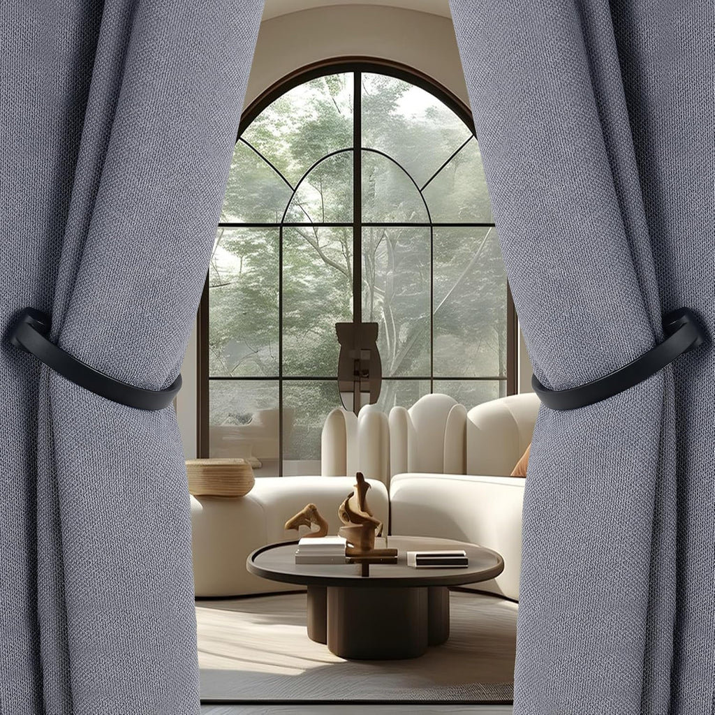 Curtain Holdbacks 2Pcs,Black Barrel Zinc Alloy Curtain Tiebacks,Wall Mounted Curtain Holders for Drapes.