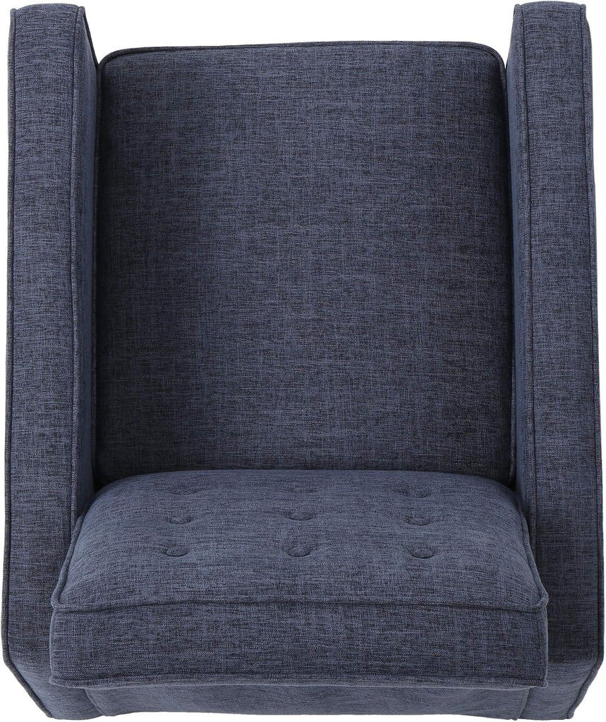Mervynn Mid-Century Modern Fabric Recliner, Dark Blue