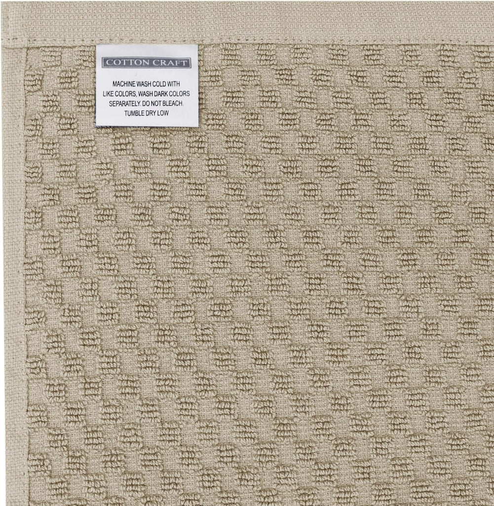 Amazing Kitchen Towels - 8 Pack 100% Cotton Waffle Terry Towel | Beige - 16x28 inch Euro Café Waffle Weave Dish
