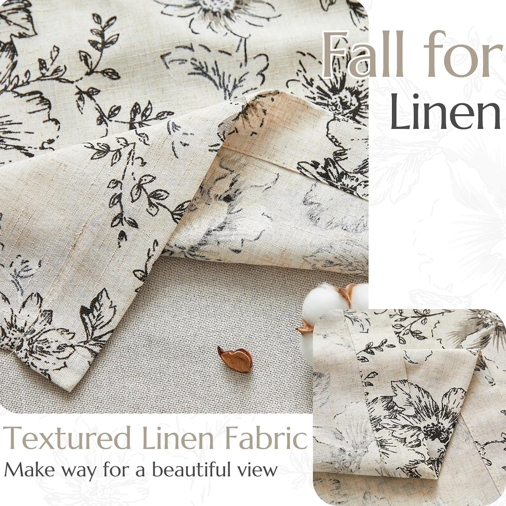 Polyester Blend Valance Curtain Farmhouse Window Decor Floral Print for Kitchen Living Room Double Layer Light