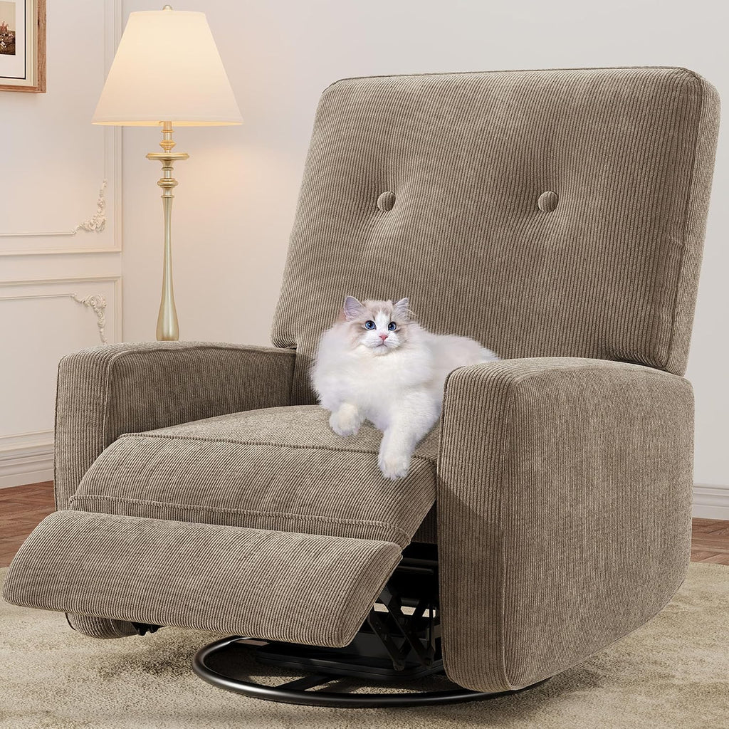 Nursery Recliner Chair, 360° Swivel Rocking Glider Chair for Adults with Adjustable Backrest & Footrest, Cozy