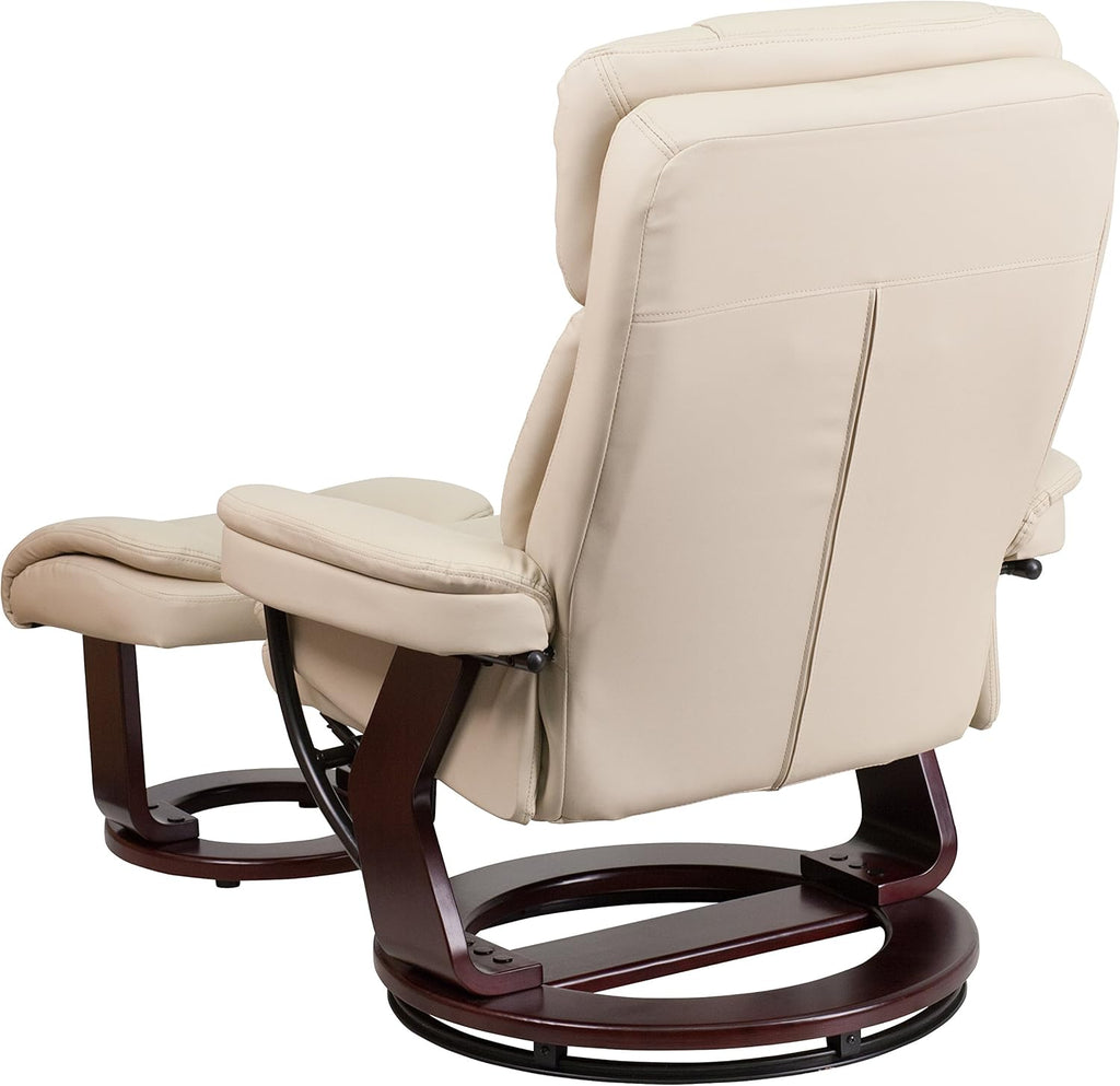 Modern Reclining Lounge Chair and Ottoman — Beige