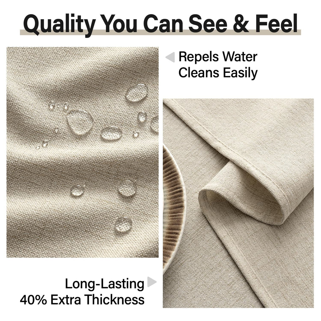 Linen Textured Rectangle Tablecloth 60 x 104 Inch Taupe
