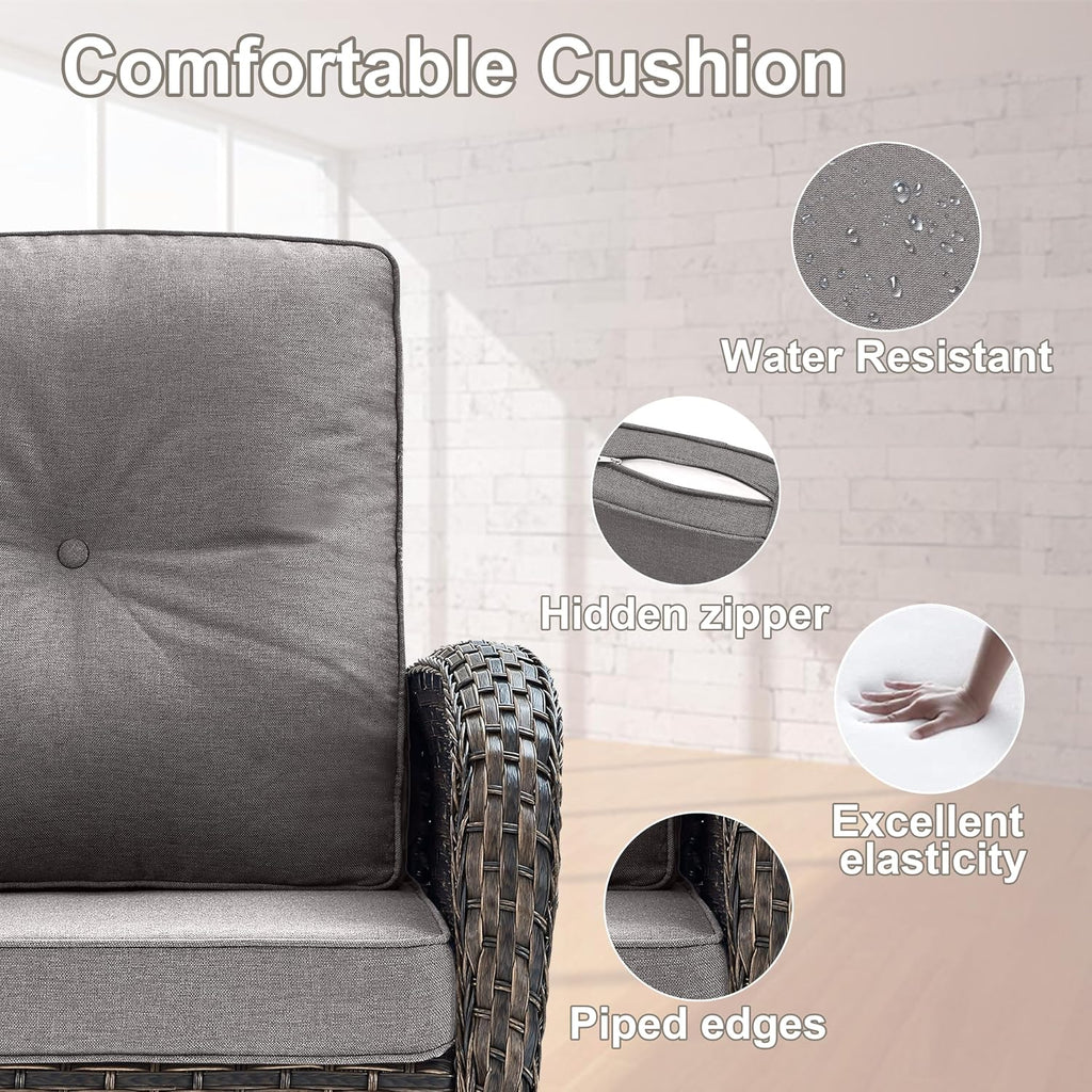 Patio Wicker Chairs Swivel Rocker - Outdoor Swivel Rocking Chairs Set of 2 with Rattan Side Table, Patio Swivel
