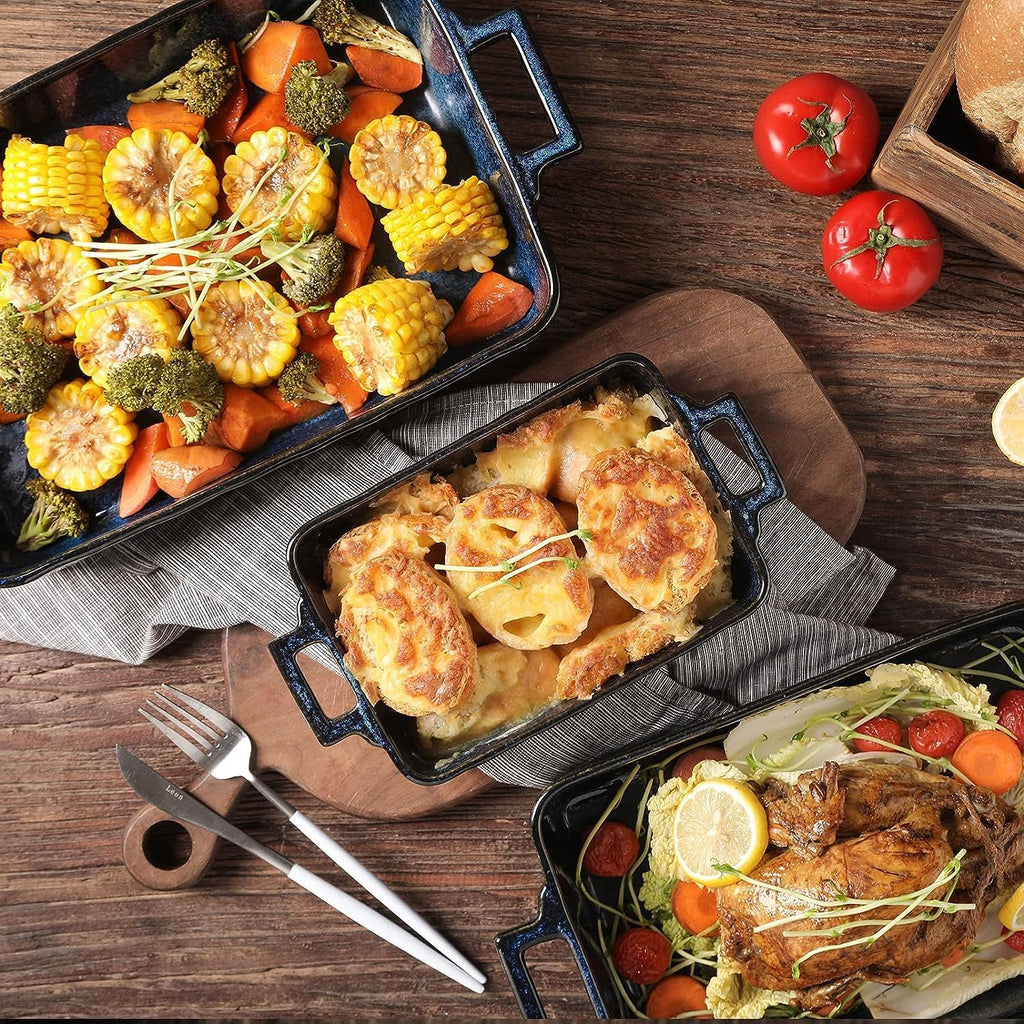 Ceramic Bakeware Set, Porcelain Rectangular Lasagna Pans Casserole Dish Set for , Cooking, Kitchen, Cake Dinner