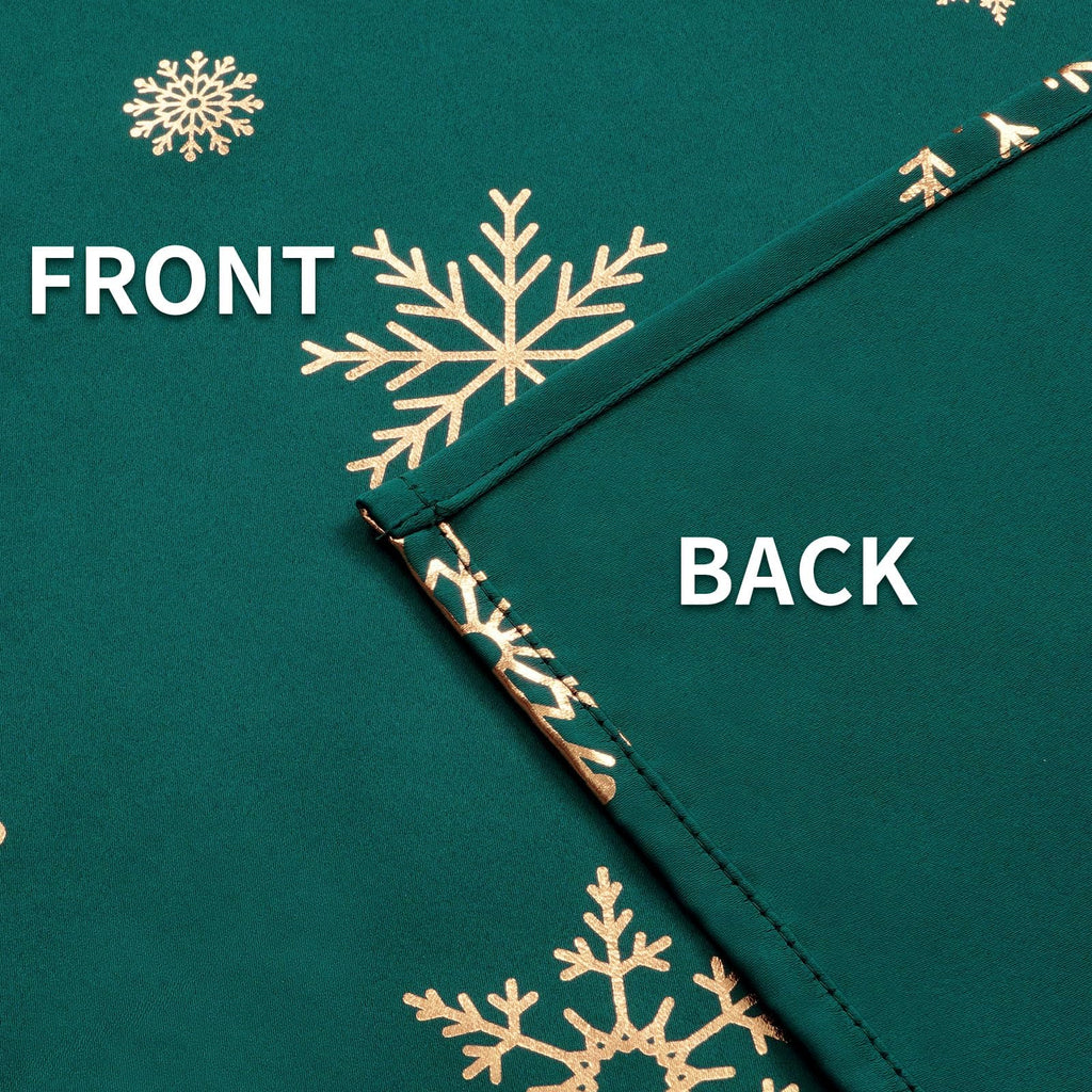 Green Christmas Valance with Gold Snowflake Foil Print, 1 Panel, W60×L36