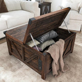 Farmhouse Lift Top Coffee Table with Storage, Wood Square Center Table with Charging Station&USB Port