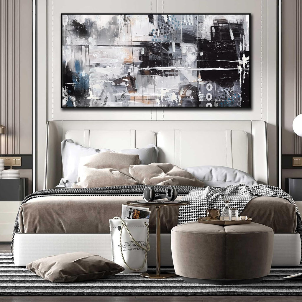 Large Abstract Canvas Wall Art - Black and White Pictures Wall Art Ready to Hang