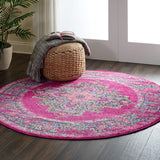 Home Passion Fuchsia 8' x Round Area Rug - Easy Clean, Non Shedding, Bed Room, Living Room, Dining R