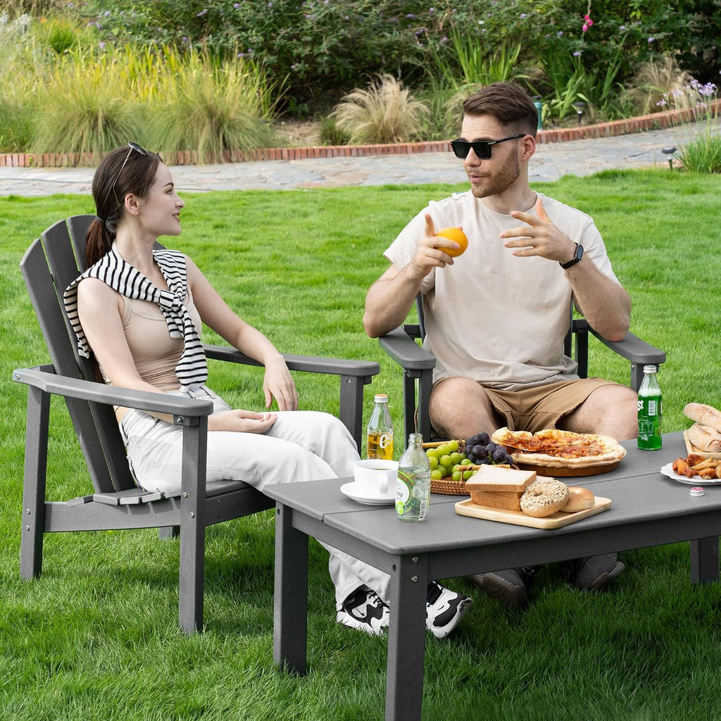 Stackable Adirondack Chairs,Compact All Weather HDPE,Grey | 26.3" Wide HDPE,380lb,All-Weather
