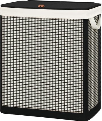 Double Laundry Hamper with Lid, 140L Large 2 Section Laundry Sorter, Laundry Basket with Removable Washable Canvas