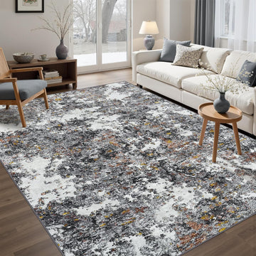 Area Rugs Abstract Washable Gray Multi Rug