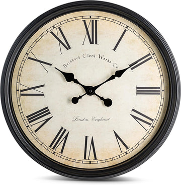 Bernhard Products Large Decorative Wall Clock 20 Inch Silent Non Ticking Battery Operated Quartz Vintage Stylish with