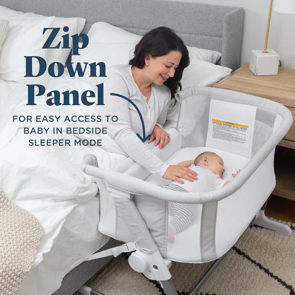 Beside Me Dreamer Bassinet | Bedside Sleeper | 7-Position Height Adjustment | Driftwood Grey