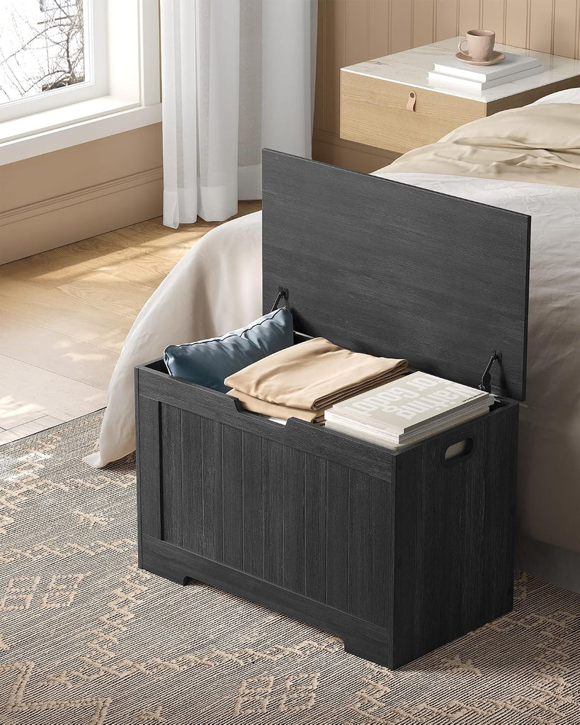 Storage Chest, 29.9 Inches Width Storage Bench, Entryway Bench with 2 Safety Hinges, Shoe Bench, Farmhouse Style