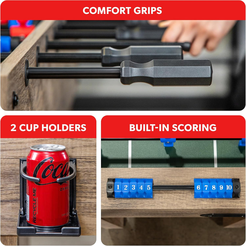 54 Inch Full Foosball Table for Adults - Perfect for Home, Office or Game Room - Choose Color