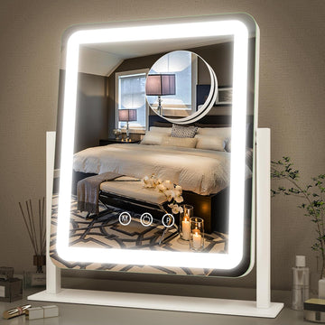 Vanity Mirror with Lights - 15"X12.6" Led Lighted Makeup Mirror, Large Makeup Mirror with Lights, Touch Screen with
