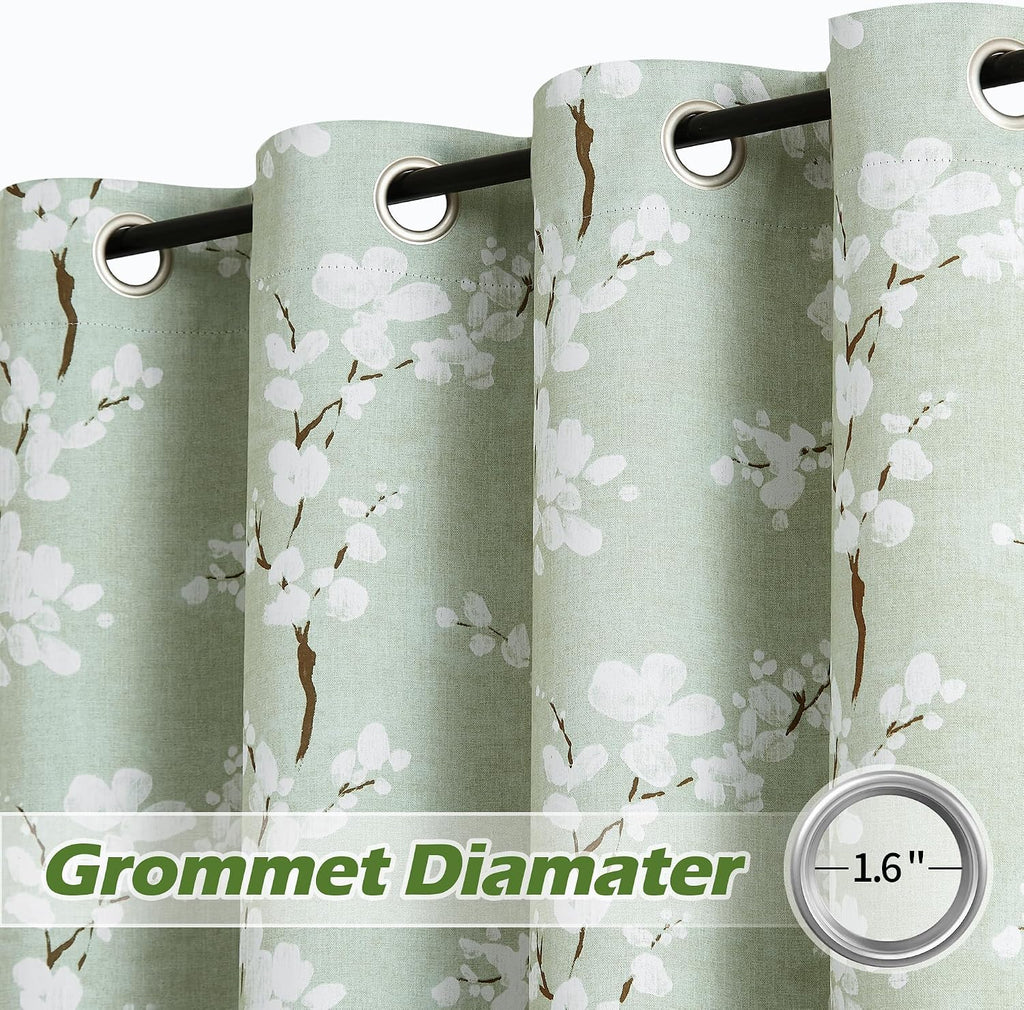 Green Kitchen Valance Curtain for Windows Bathroom Living Room Bedroom, Blossom Blackout Window Valance Thermal