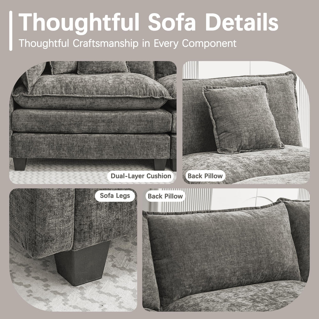 Modular Sectional Sofa 133" Oversized Cloud Couch with 2 Ottoman