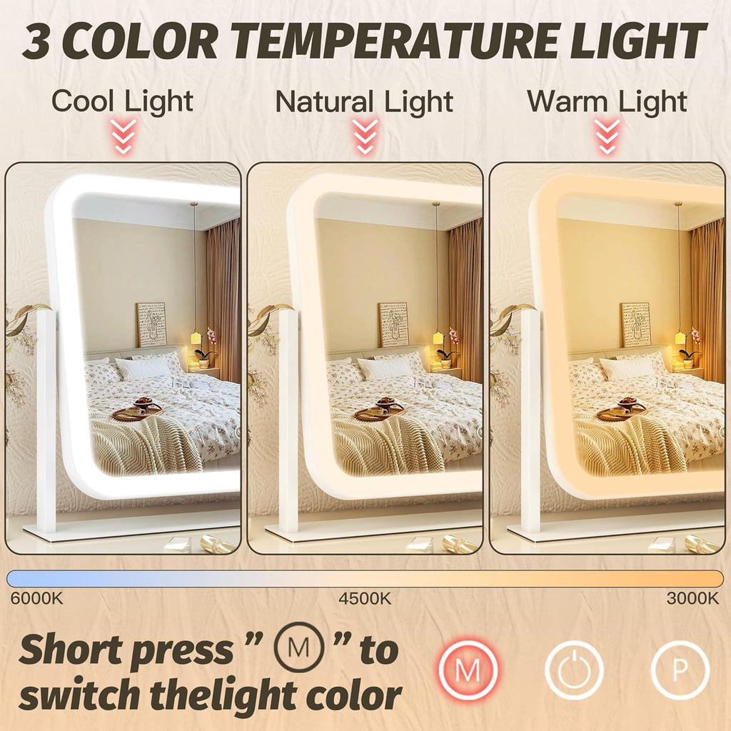 Vanity Mirror with Lights 17''x13'' Makeup Mirror with Lights,Vanity Mirror Touch Screen with 3-Color Lighting