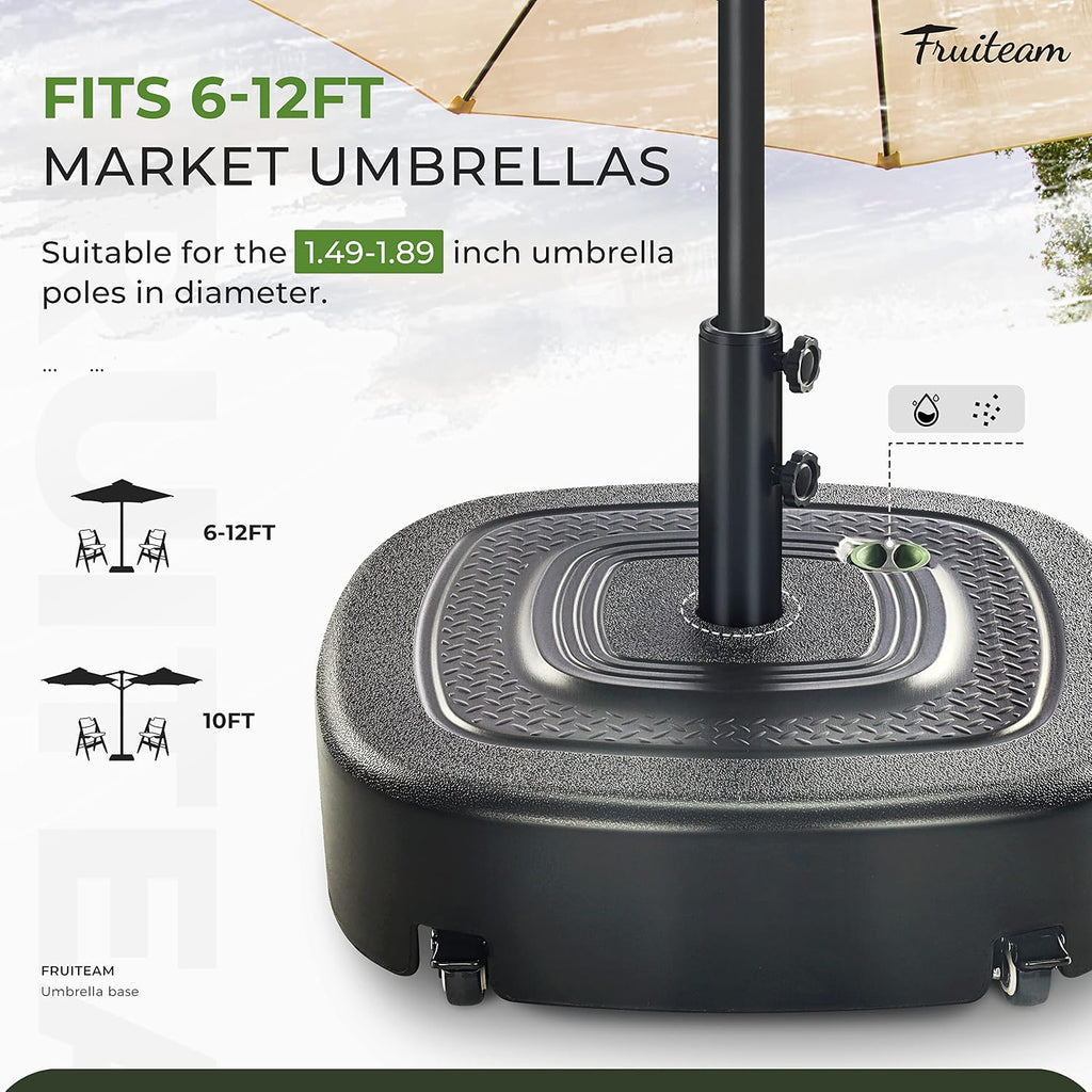154lb Capacity Fillable Mobile Umbrella Base with 4 Wheels