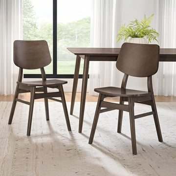 Mid Century Modern Set of 2 Dining Chairs - Solid Wood Chair Set with Minimalist Design for Dining