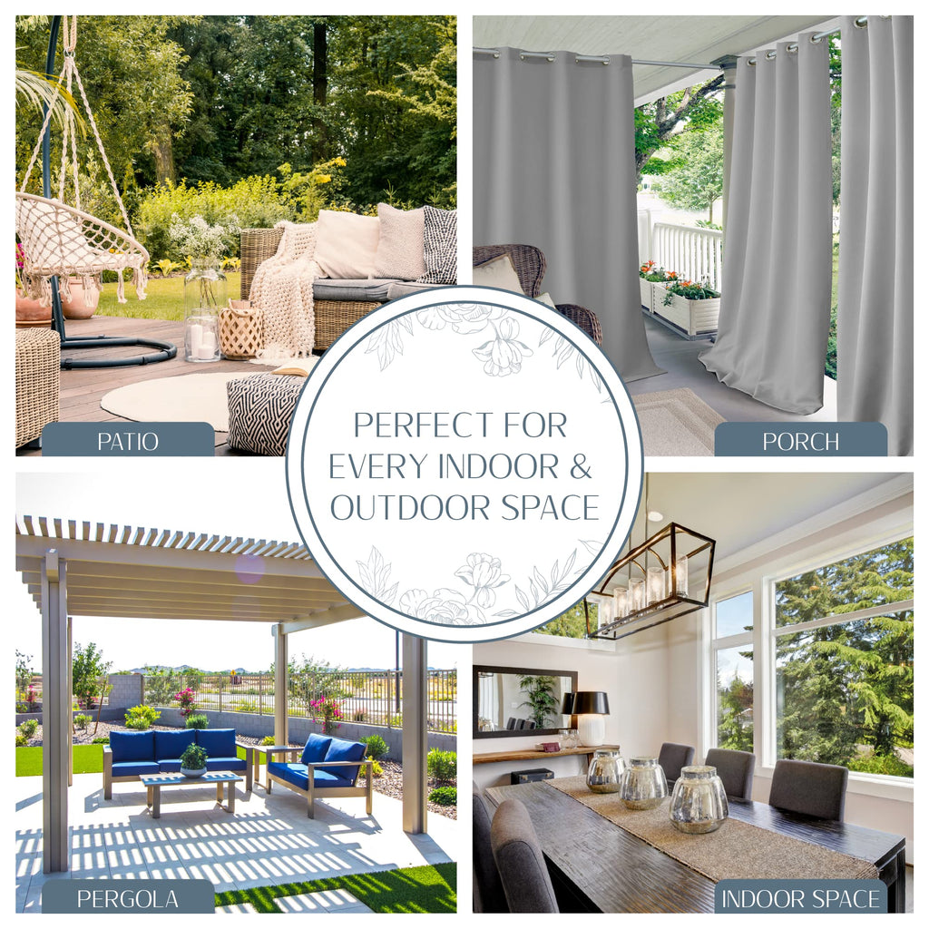 Connor Solid Indoor/Outdoor Window Curtain, Gray - 52" W x 84" L