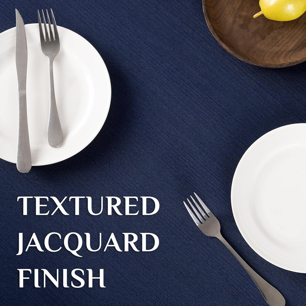 Jacquard Rectangle Tablecloth - Geometric Line Damask Table Covers Waterproof Stain Resistant Washab