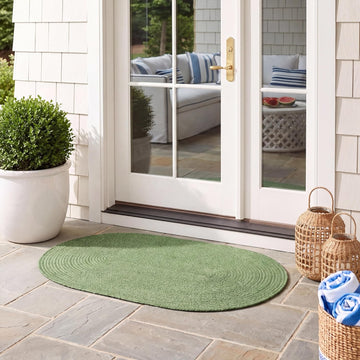 Braided Indoor/Outdoor Washable Oval Rug, Green BRD315A