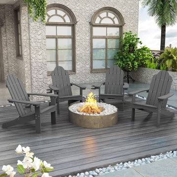 Outdoor Adirondack Chair, Cup Holder, Set of 2, Dark Gray | HDPS poly lumber, all-weather resistant, Low maintenance